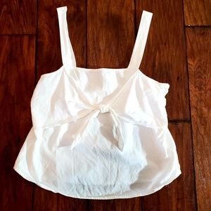 Madewell White Tie-Front Cotton Tank Top